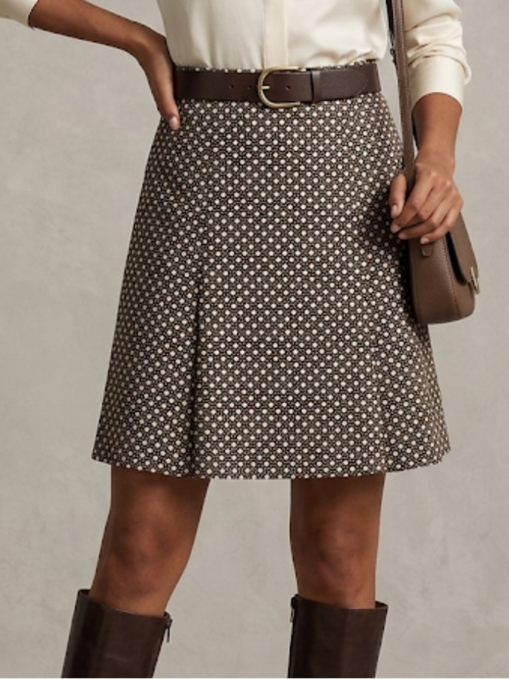 Talbots Caning Lattice Trellis Print Box Pleat Skirt Size 6P NWOT‎